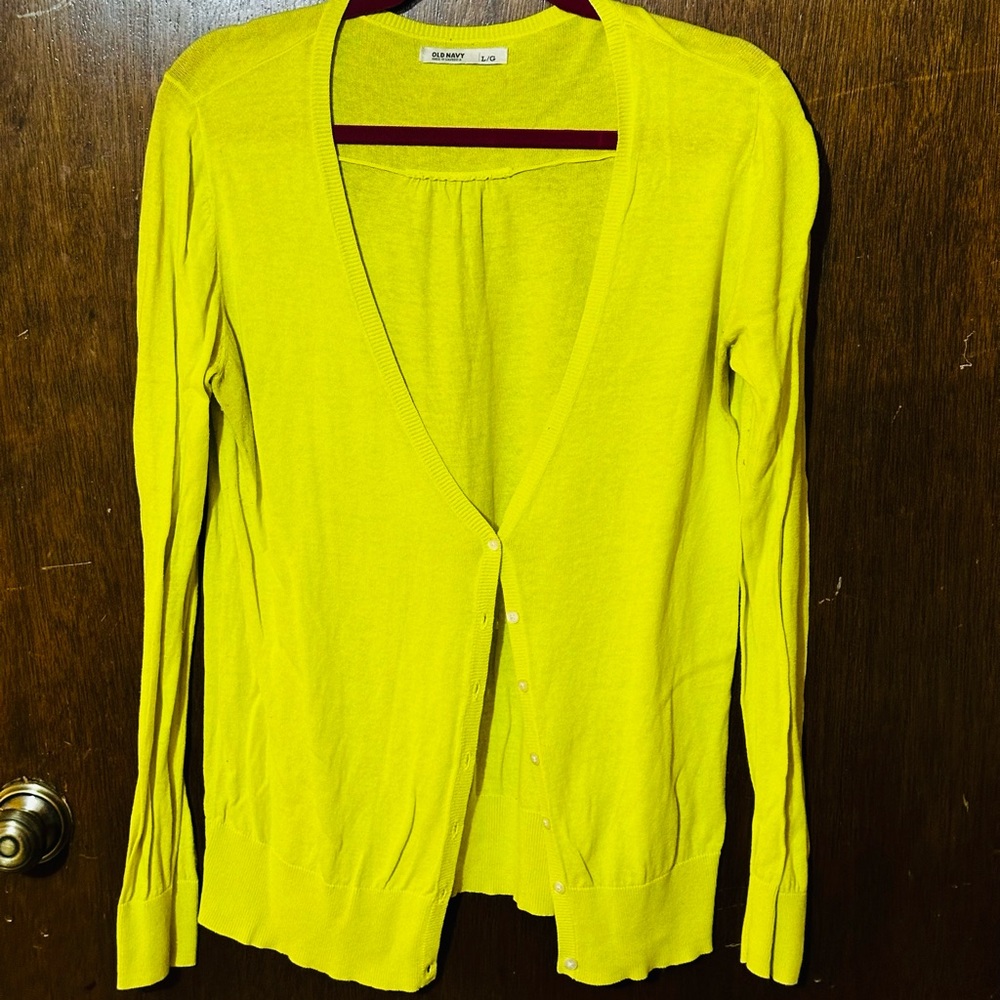Old Navy Yellow Cardigan Lightweight Knit Sweater